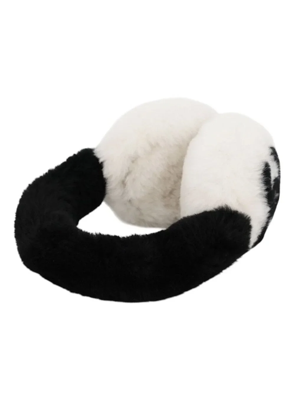 Chanel Ear Muffs CC Logo Shearling Lambskin Coco Neige Collection Black White